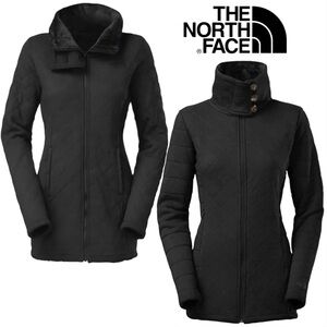 The North Face Women's Caroluna Black Quilted Jacket Fleece Lined Full Zip-Large